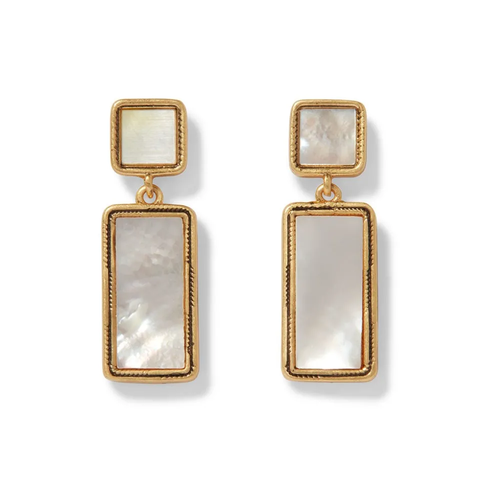 Mother-of-Pearl Tile Double-Drop Earrings