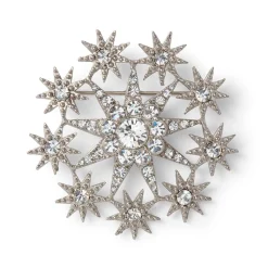 Ottoman Star Antiqued Silver Brooch
