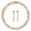 Philippine Pearl Double-Strand Necklace and Linear Drop Earrings Set