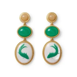 Qing Bottle Fish Cameo Drop Earrings