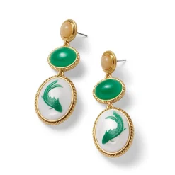 Qing Bottle Fish Cameo Drop Earrings