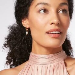 Royal Tudor Small Hoop Earrings with Pearls