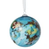 Santa and Reindeer Hand-Painted Glass Ornament