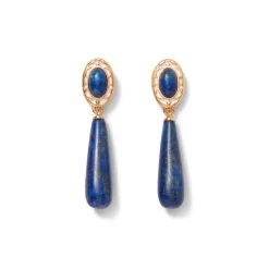 Spanish Baldric Lapis Elongated Drop Earrings