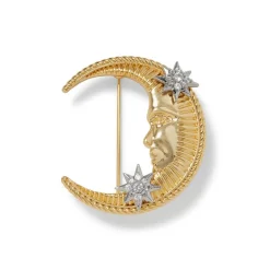 Spanish Day and Night Moon Brooch