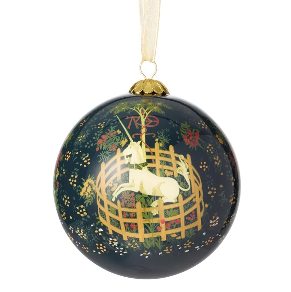 Unicorn in a Garden Hand-Painted Glass Ornament