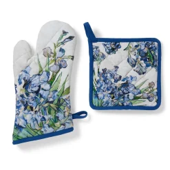 Van Gogh Irises Pot Holder and Oven Mitt Set