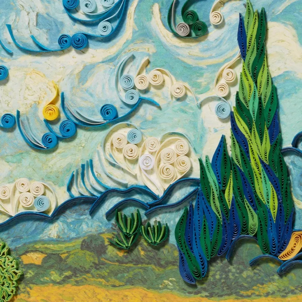 Van Gogh Wheat Field with Cypresses Quilled Card