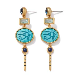 Wedjat Eye Scarab Drop Earrings