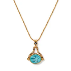 Wedjat Eye Scarab Spinning Pendant Necklace