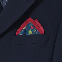 William Morris Pomegranate Cotton-and-Silk Pocket Square