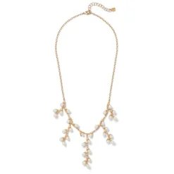 Willow Catkins Pearl Bib Necklace and Drop Earrings Set