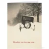 Winter Scene with Vintage Auto Holiday Cards