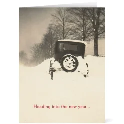 Winter Scene with Vintage Auto Holiday Cards
